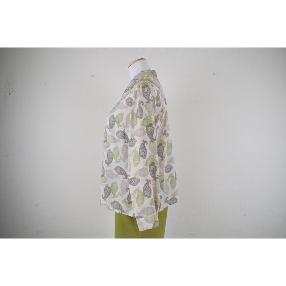 Vintage 90s Polyester Paisley Blouse |size 14P - Picture 4 of 8